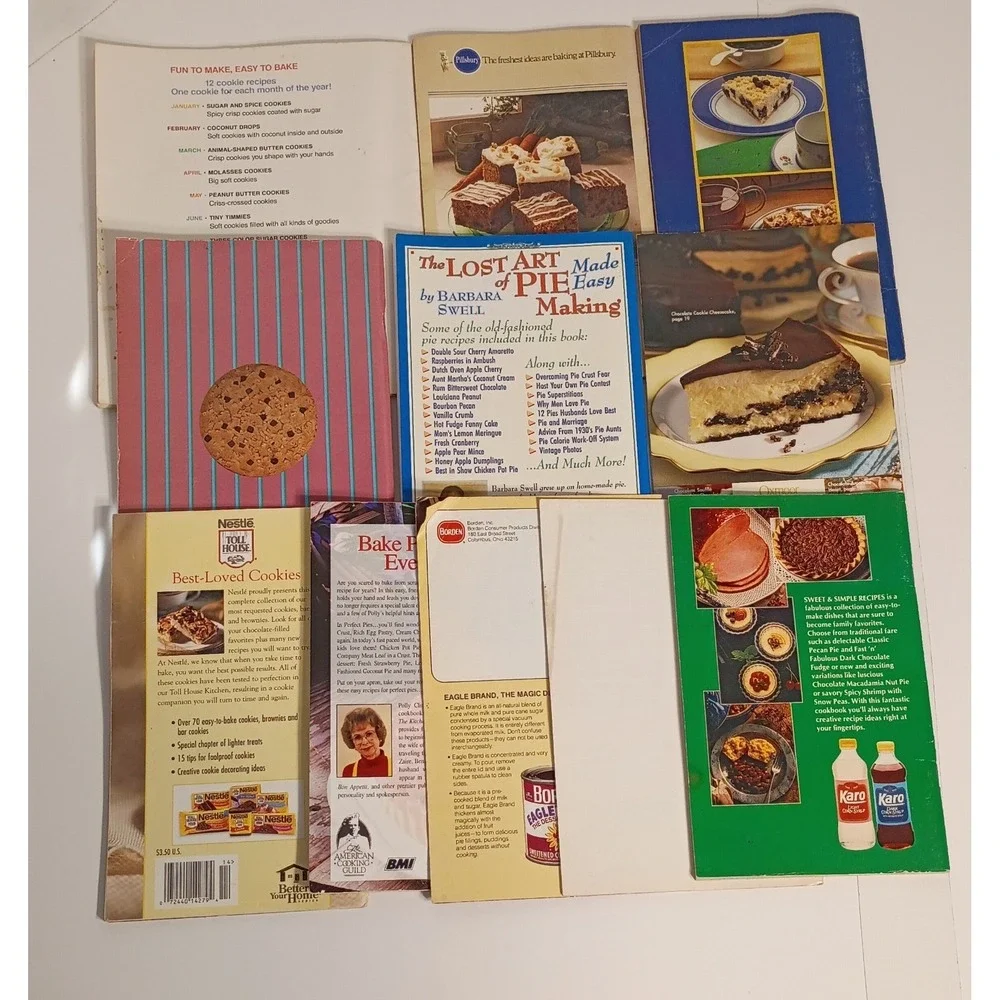 Lot of 11 Dessert Cookbooks Recipe Cook Booklets Paperback, Cookies Nestle Karo